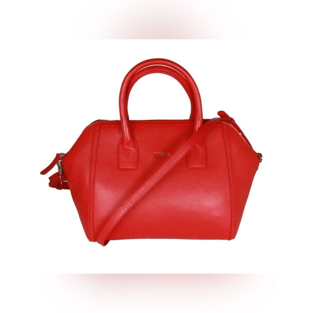 Furla Alice Pebbled Leather Satchel
Handbag ~Removable Crossbody Strap in Red